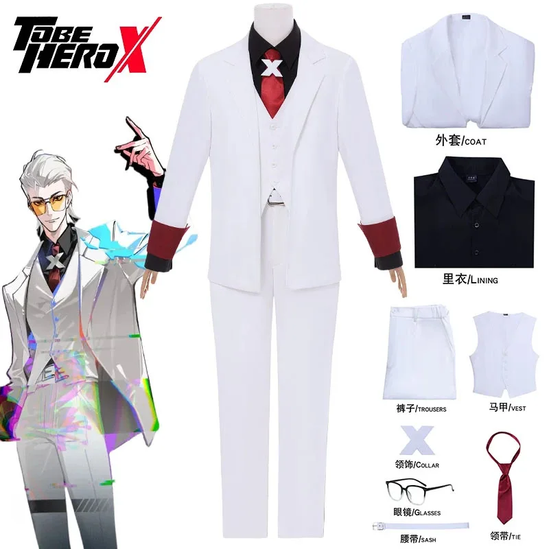 

Anime To Be Hero X Lucky Qing Anime Official Cosplay Costume White Western-Style Clothes Suit Anime Roleplay Outfit
