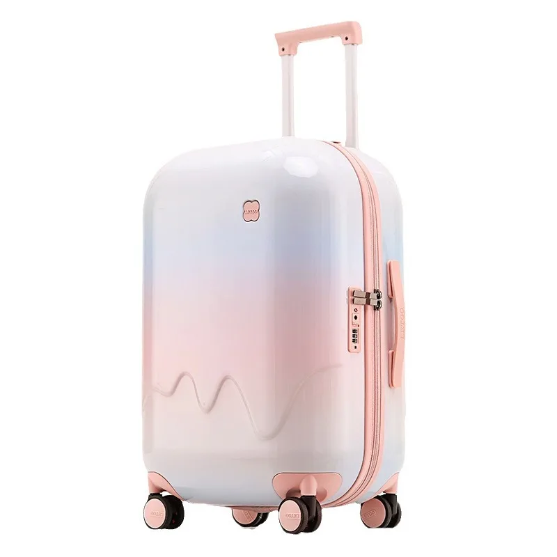 DOIAESKV high-value suitcase 20-26 inch anti-drop boarding ultra-light trolley case password box gradual change color travel bag