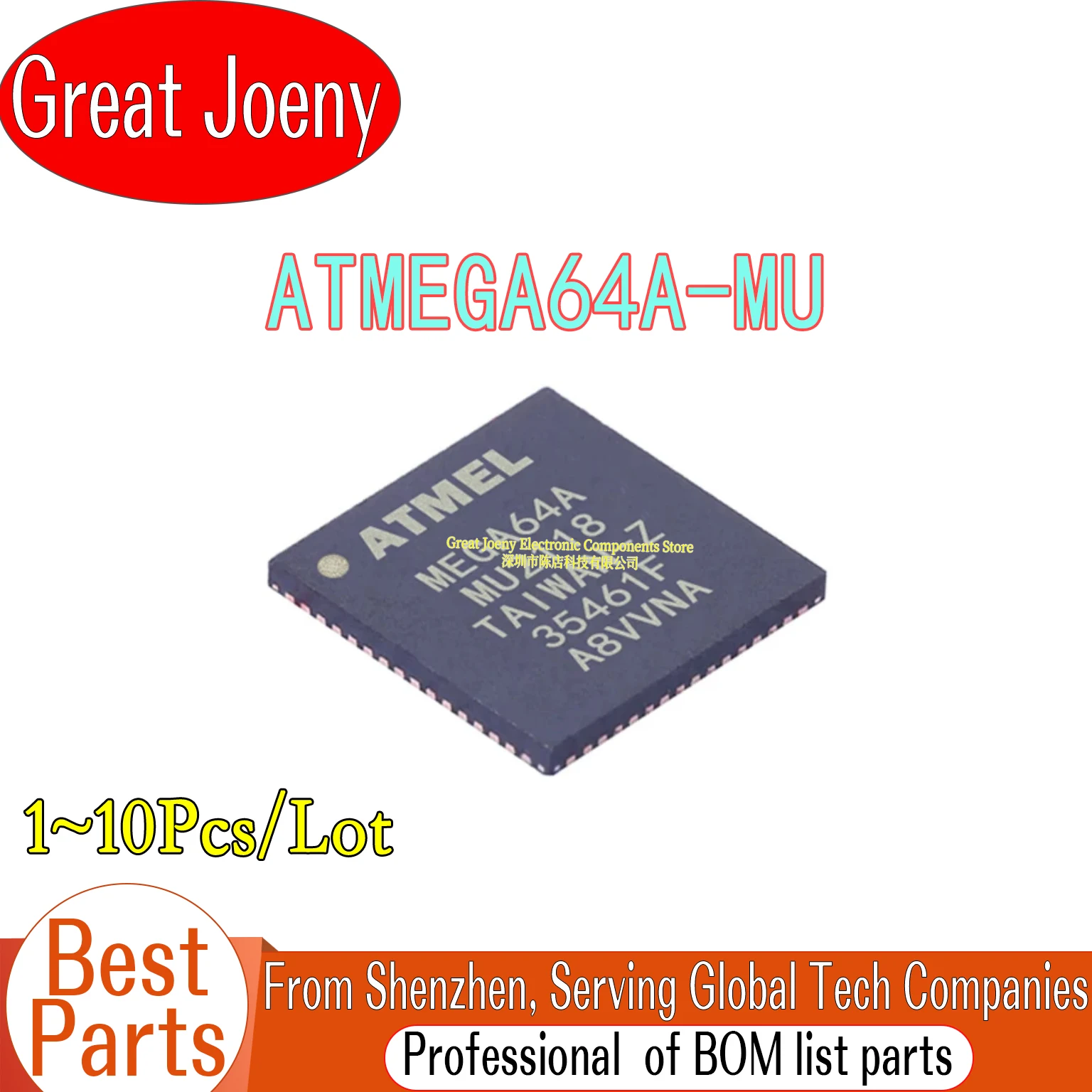 

100% New Original MEGA64A ATMEGA64A-MU ATMEGA64A IC MCU Chipset QFN-64