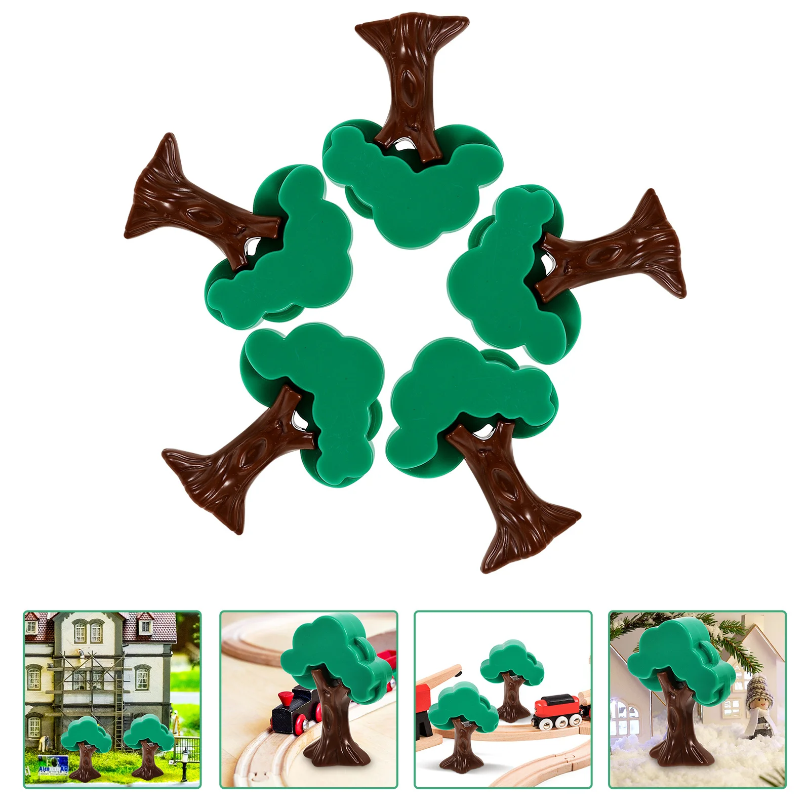 

5pcs Forest Tree Simulated Cartoon Trees For Train Track Scene Kids Diy Landscape Decoration Fake Pine Architecture Scenery