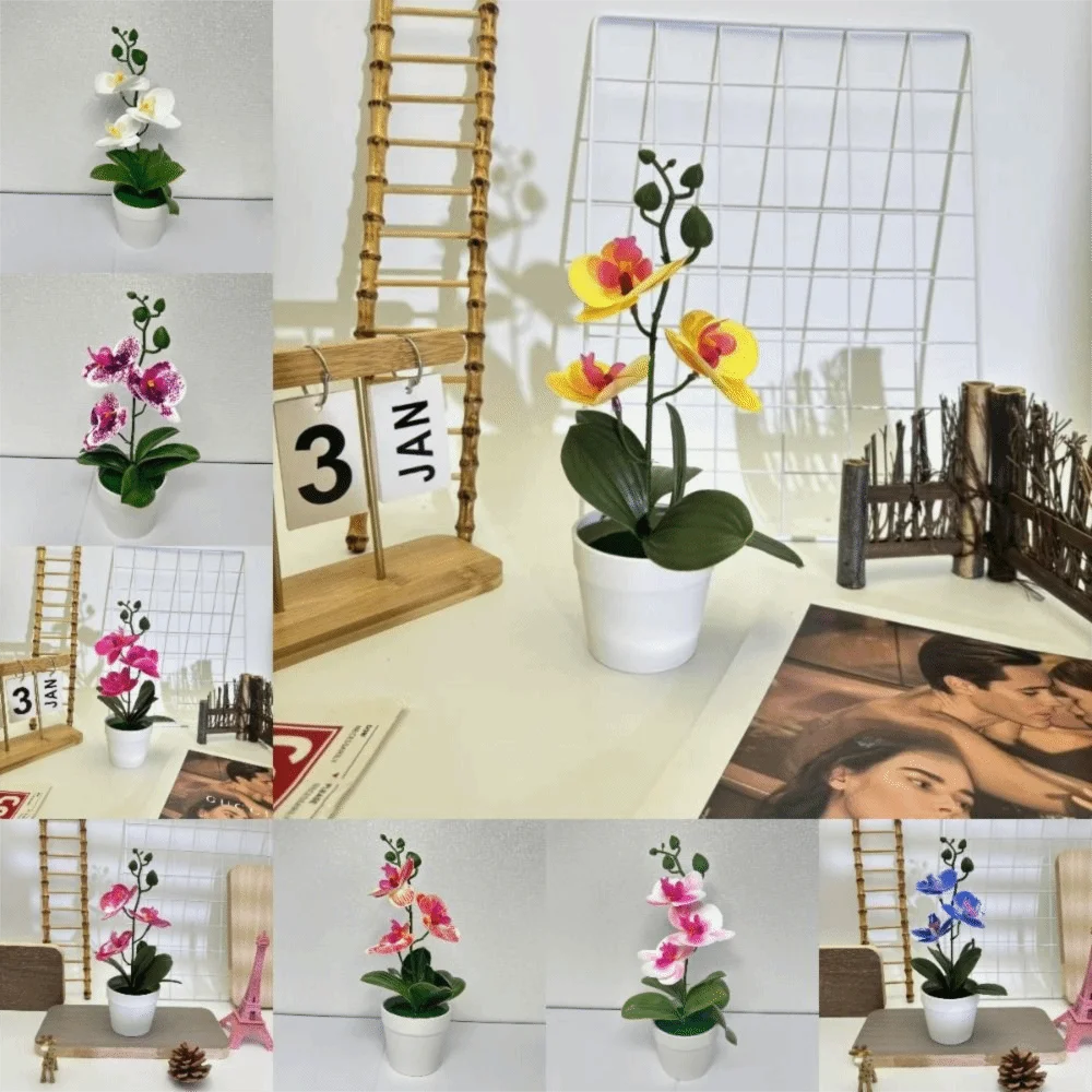 Creative 26cm Simulated Butterfly Orchid DIY Gifts Artificial Orchid Bonsai Artificial Flower Bonsai for Home Wedding Decor