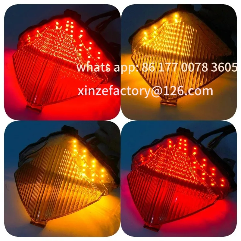 تخصيص دراجة نارية LED الفرامل الضوء الخلفي الدخان بدوره إشارات لمبة خلفية وقف الضوء الخلفي #3