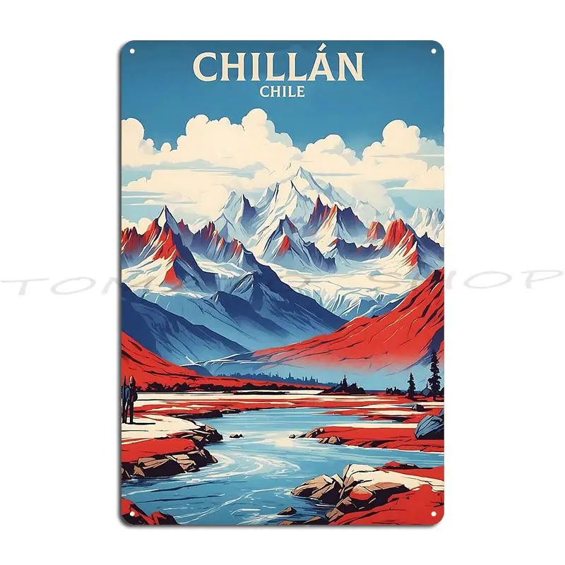 Affiche rétro vintage Chili, tourisme du Chili, panneau métallique décoratif mural, design pour pub et cinéma, affiche en étain