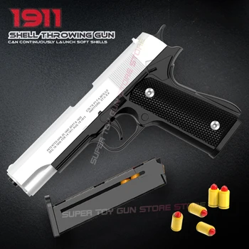 Pistola de juguete de bala suave de carcasa automática Colt 1911 negra, pistola de aire CS, arma de tiro, juguete para niño (cocción continua)
