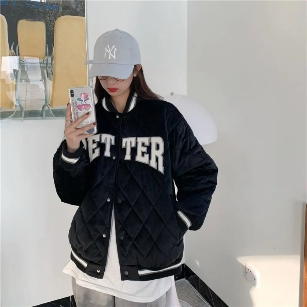 

Women's Baseball Suit Cotton-Padded Coat Thickened Autumn Winter Loose Korean-Style BF Harajuku Trendy Academy-Style Coat