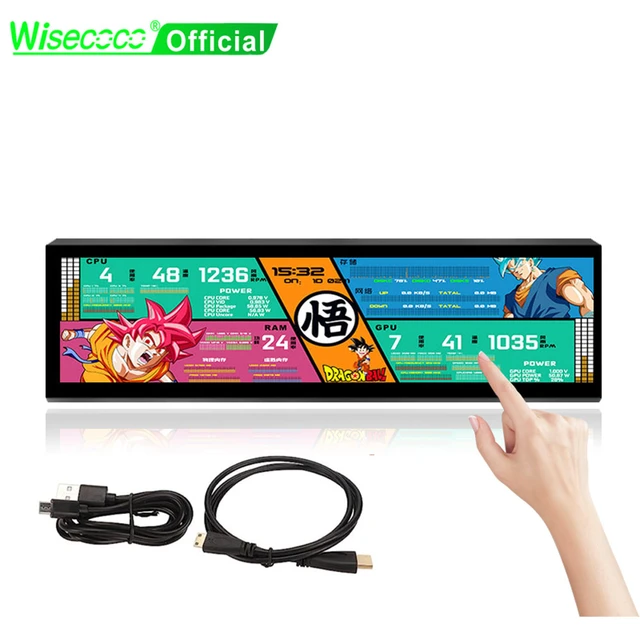 Wisecoco-ロングストリップ付きセカンダリモニター,サブディスプレイ,HD-MIドライバーボード,cpu gpu ssd,8.8 