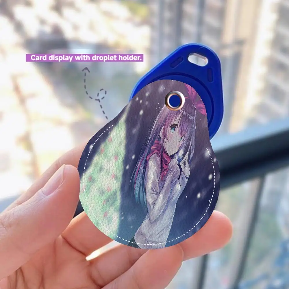 Kizuna AI Singer 1 قطعة حامل بطاقة جلدية مع حلقة رئيسية قطرة الماء على شكل مفتاح حافظة مفاتيح ملحقات قفل الباب #3