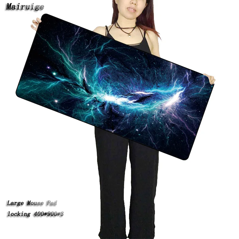 

Mairuige Mouse Pad Cosmic Purple Lightning Office Accessories for Desk Mousepad Gamer 900x400 Mouse Mat Long padding Desk Pad