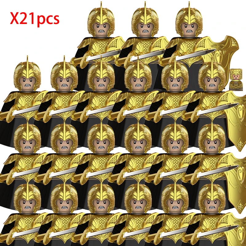 

21PCS Medieval Elf Figures Orc Army Soldiers Raider Vargr Knights Building Blocks Bricks Toys for children gifts