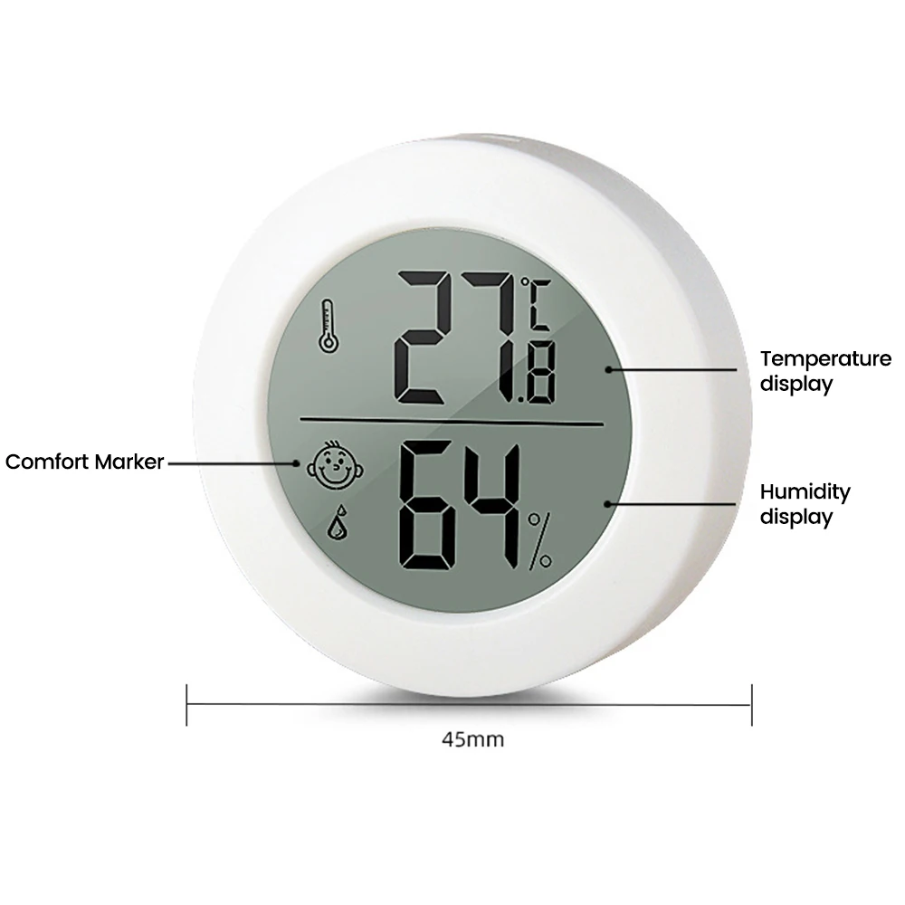 White Mini Round LCD Digital Thermometer Hygrometer Fridge Freezer Temperature Sensor Tester Humidity Meter Detector