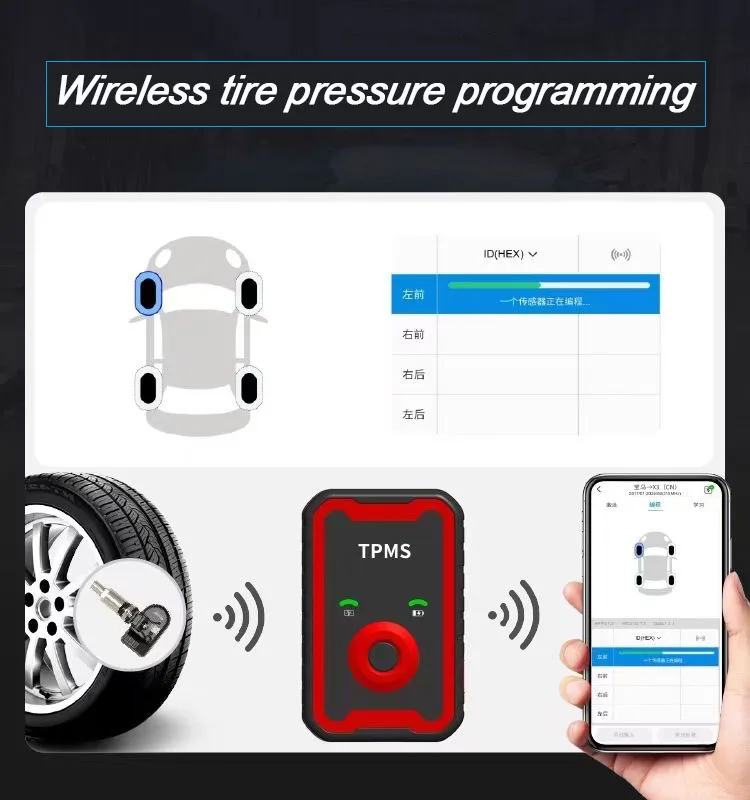 أجهزة استشعار TPMS قابلة للبرمجة 2 في 1 433 ميجا هرتز + 315 ميجا هرتز تدعم البرمجة مع نظام مراقبة ضغط الإطارات للهاتف المحمول #3