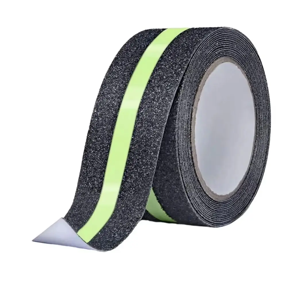 Glow in the Dark Anti Slip Tape Green Stripe Abrasive Surface Non Skid Safety Tape Waterproof 5CM x 5M Luminous Tape Step Indoor