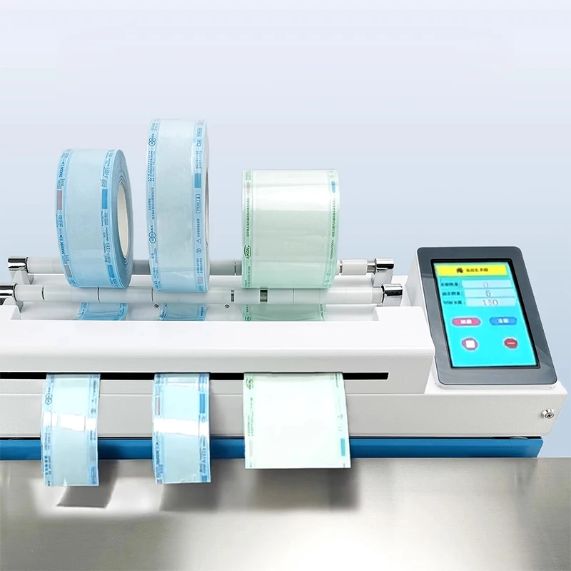 Máquina de sellado de bolsas de esterilización completamente automática Máquina de corte y impresión Impresión oral de doble línea Corte y s automáticos
