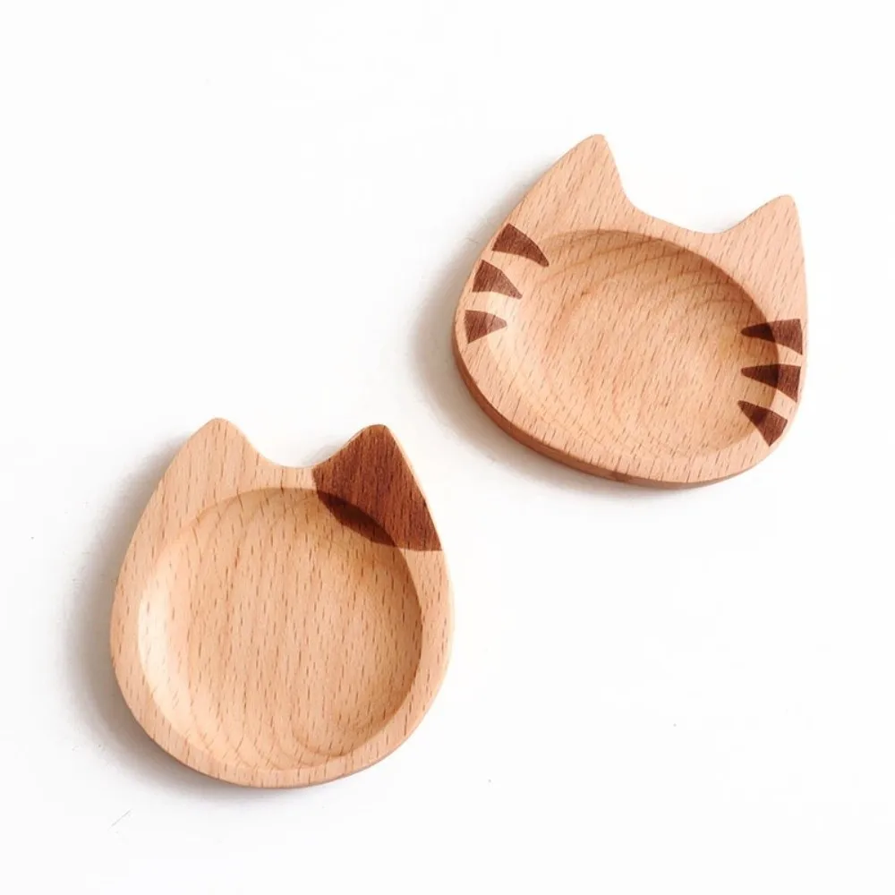 Gifts Mini Cat Shape Dish Cartoon Wooden Soy Tray Kitchen Tools Desktop Cat-shaped Sauce Dish