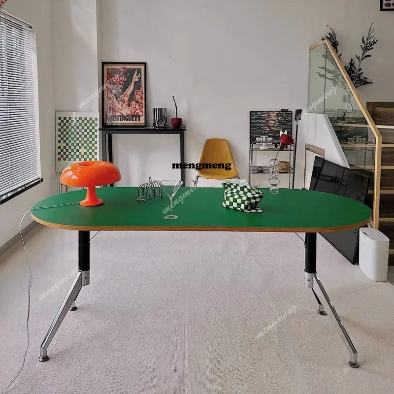Oval Steel Dining Table Green Simple Coffee Receive Dining Table Northern Europe Office Conjuntos De Salas De Jantar Furnitures