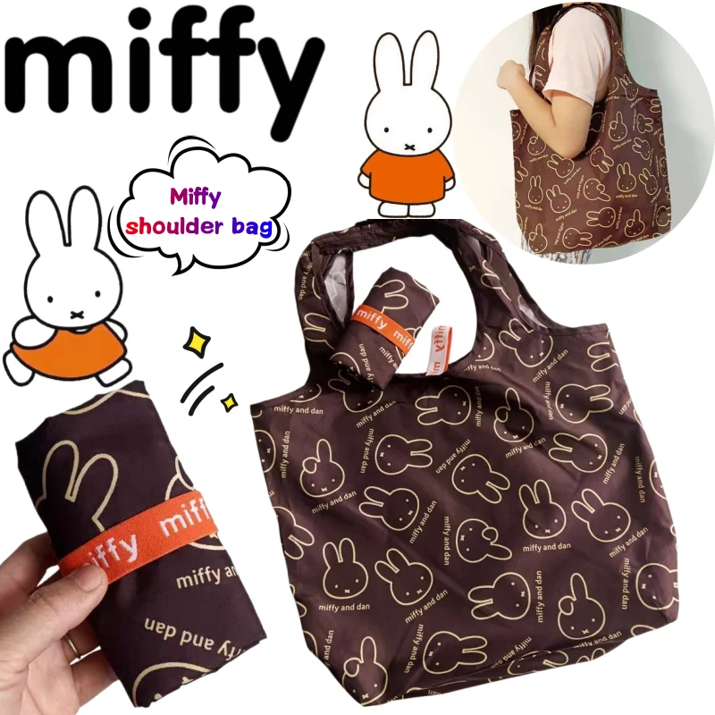 

Miffy single-shoulder bag with creative high-appearance anime cartoon print large capacity portable and foldable shopping tote