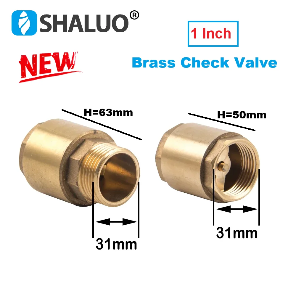1 inch Brass Check Valve Thread In-Line Spring Prevent backflow Connector For Water pump Connection Sapre Parts