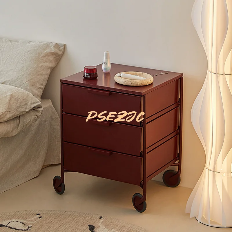 

Household Cream Wind Movable Storage Cabinet Drawer Style Living Room Sofa Side Cabinet Multi-layer Storage Bedside Cabinet