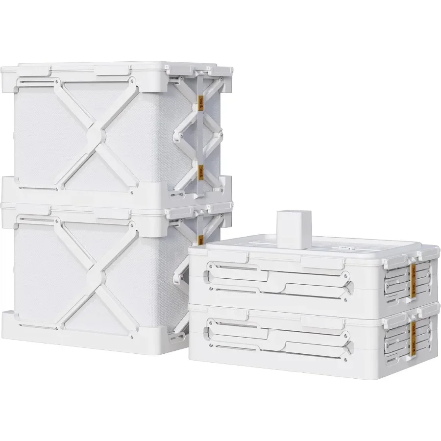 Storage Bags for Clothing - 14.8 Gal Space Saver Collapsible Vacuum Storage Boxes with Lids, Stackable Storage Bins, Large Blan