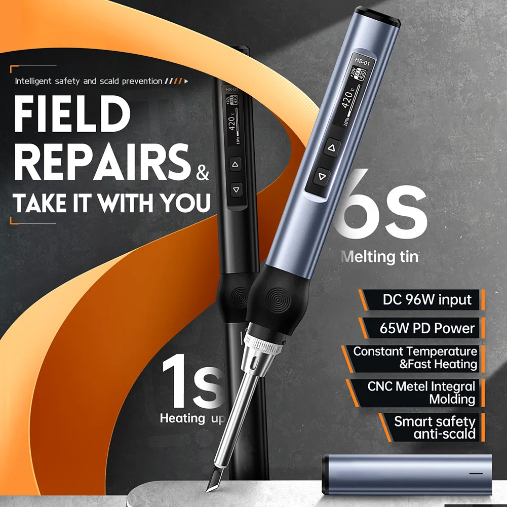 

HS-01 Intelligent Soldering Iron With Anti-scalding Cover PD 65W Adjustable Constant Temperature Portable Soldering Iron Station