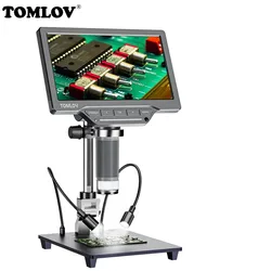TOMLOV USB Digital Microscope 7 Inch Large Color LCD Screen Inspection DM201 SE 12MP 1-1200X Continuous Amplification Magnifier