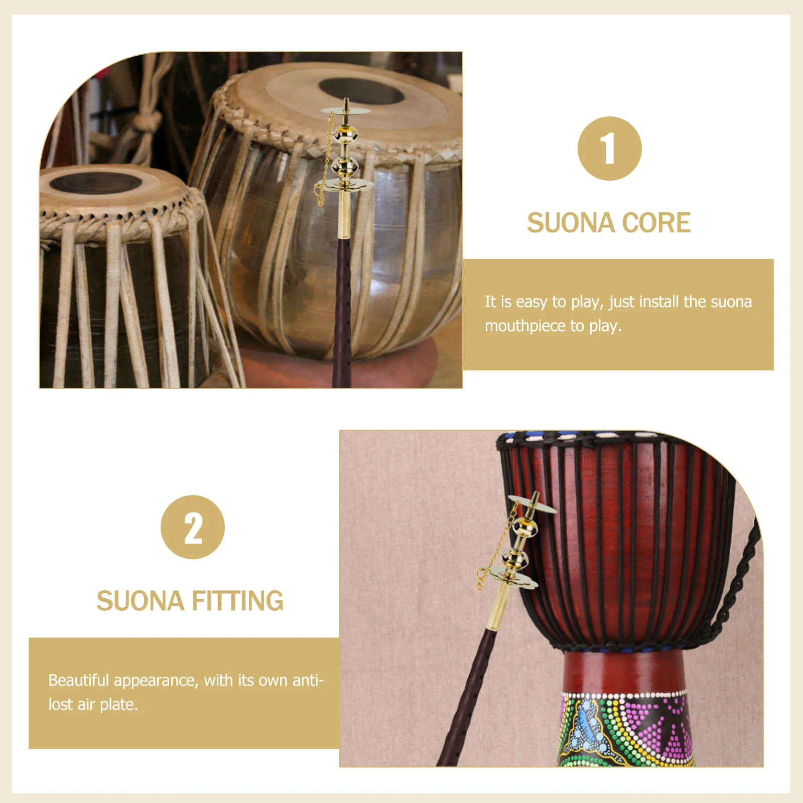 

Copper Core Suona Fitting Gourd Instrument Supplies Durable Portable Lightweight Easy Carry Wide Application Simple