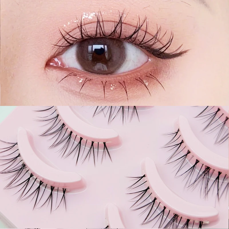 Pestañas postizas DINGSEN estilo anime 5 pares, pestañas de diablito, maquillaje diario natural, manga, banda transparente 6