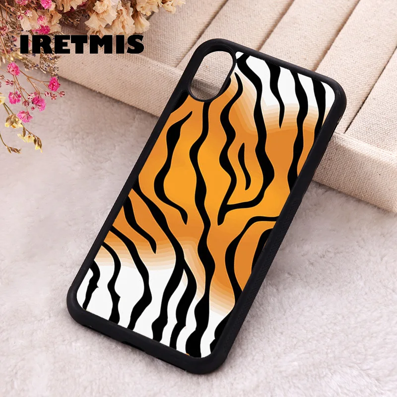 Iretmis Phone Cover Case For iPhone X XS Max XR 11 12 13 PRO MINI 14 15 16 Plus Rubber Silicone Tiger Skin Colourful Printed