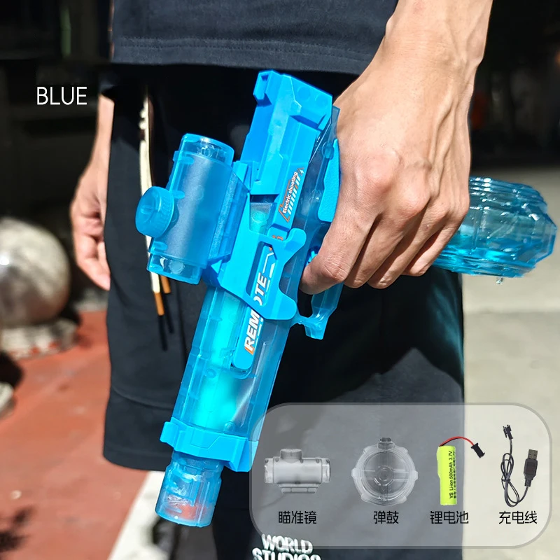 Fire Rat Ice Rat Volautomatisch elektrisch waterpistool met vuurspray, knipperende lampjes en terugslagsimulatie, groot bereik, grote capaciteit, geschikt voor kinderen en volwassenen, strand- en