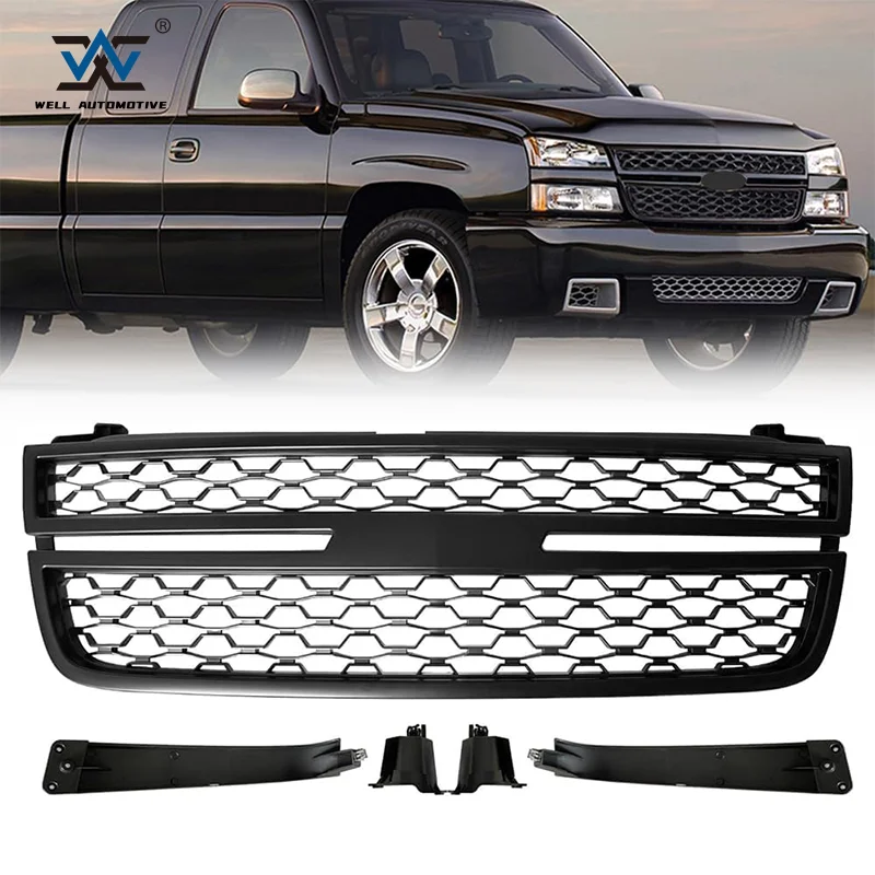 Good Quality Wholesale Pickup Parts ABS Grille Replacement Paint Black Front Grill For Silverado 1500 2005-2006