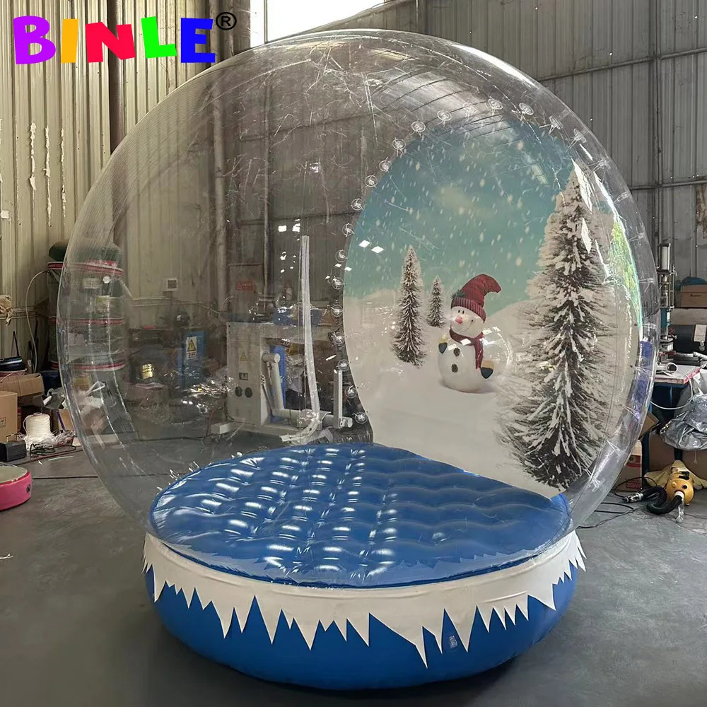 3m Giant Inflatable Snow Globe Photo Booth Tent Life Size Outdoor Blow Up Inflatable Snow Ball Balloon For Christmas Decoration