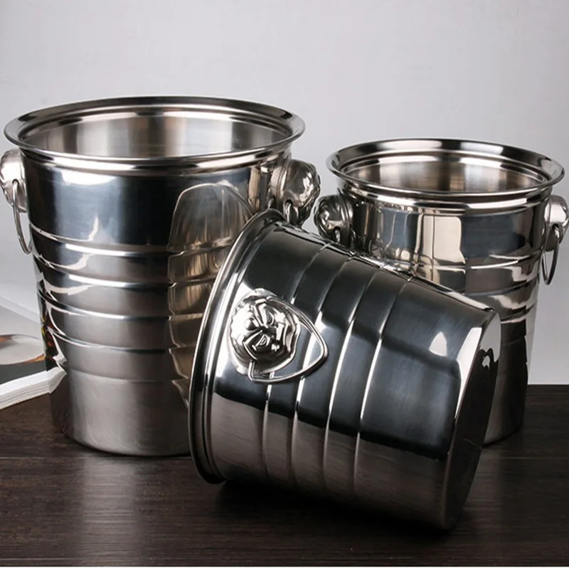 

New European Style Silver Stainless Steel large Ice Punch Bucket Wine Beer Cooler Champagne Cooler Party