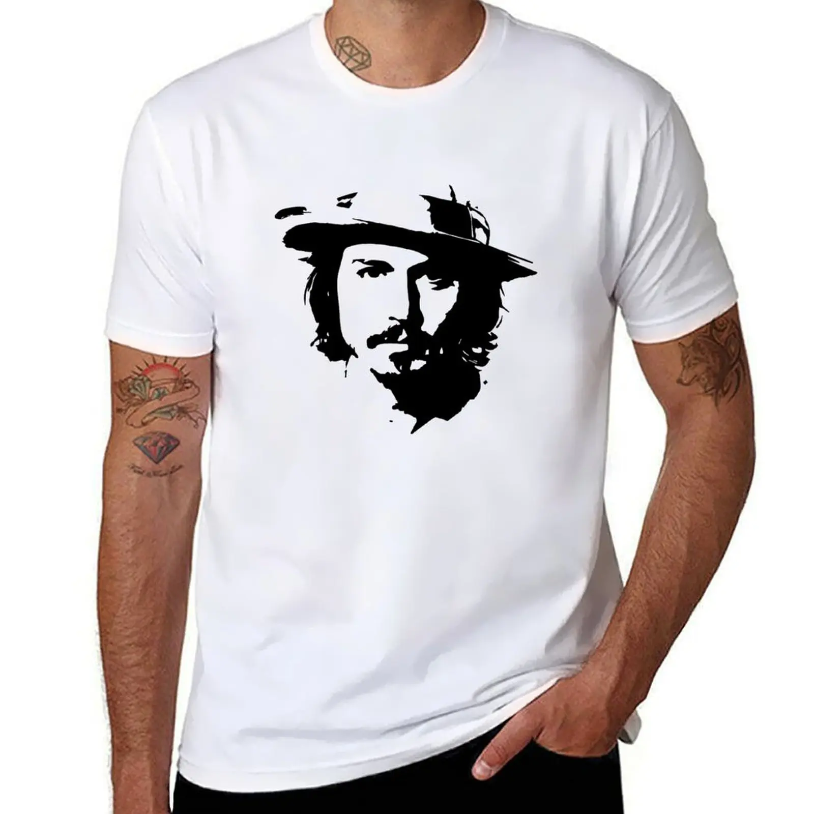

johnny depp white art T-Shirt t shirts for man graphic vintage t shirt man cotton man t shirt cotton T-Shirt