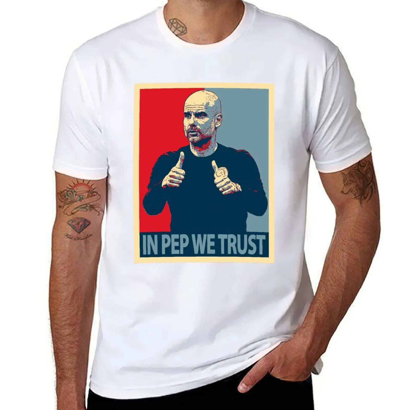 

Pep Guardiola In pep we trust T-Shirt Plus Size Summer Short Sleeve T-Shirt