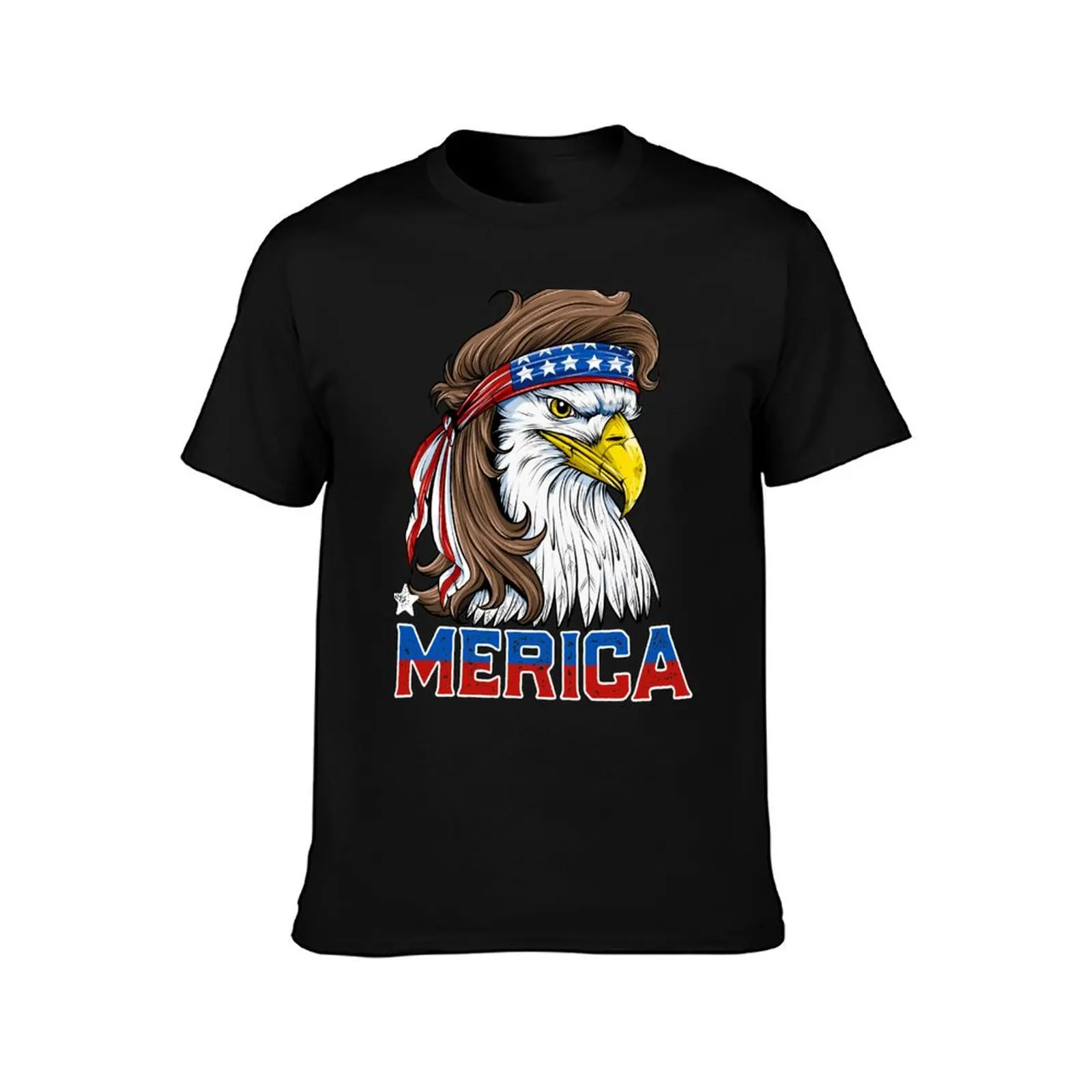 Eagle Mullet T Shirt 4th of July American Flag Merica USA T-Shirt Utility Work Short Sleeve Top T-Shirt