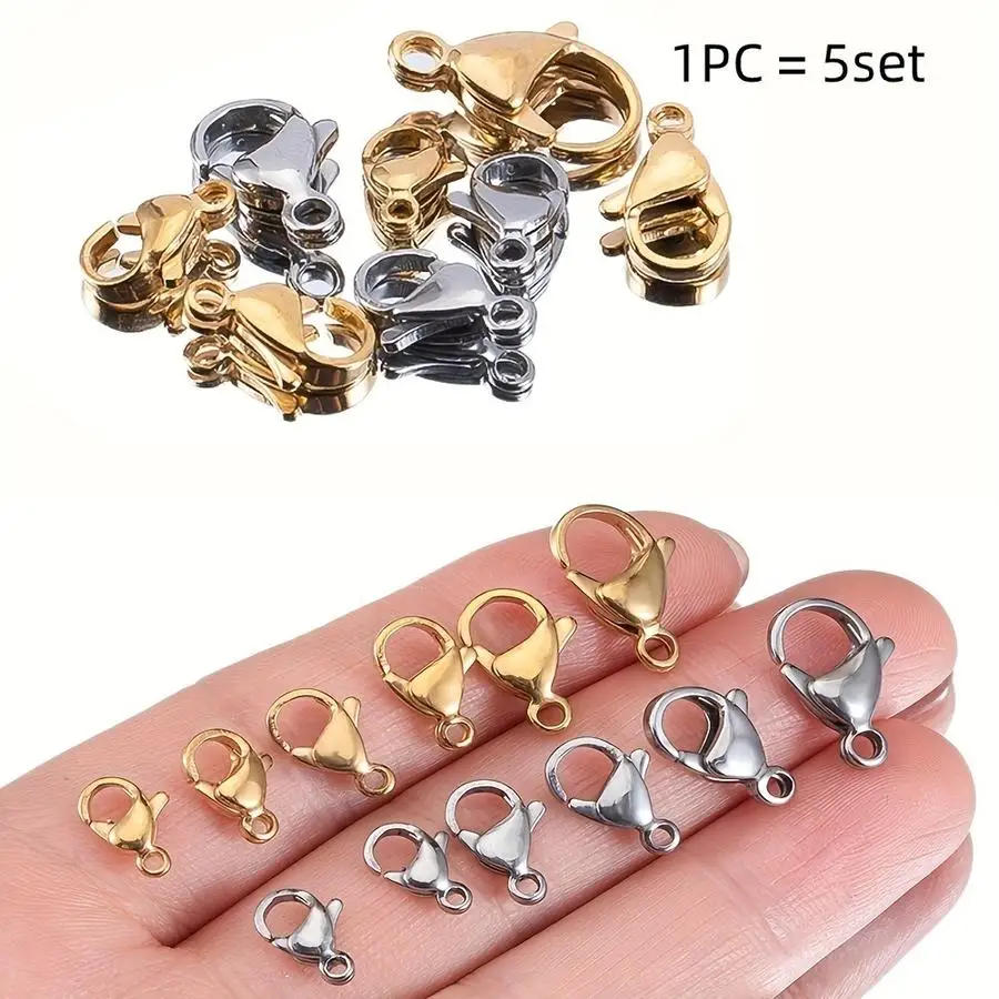 1/5/10/20/50/100pcs MINGXUAN Stainless Steel Lobster Clasps, Secure Claw Connectors for Necklace Chain Bracelets, DIY Jewelry Ma