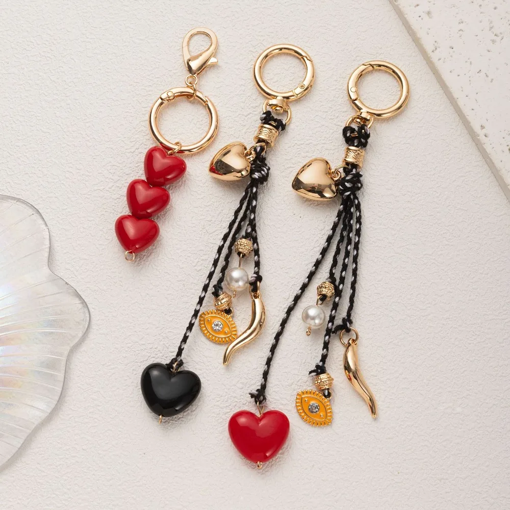 

Fashion Sweet Heart Bag Pendant Keychain Lanyard Series Pearl Love Bag Strap Shoulder Belt Chain Accessories For Women Bags