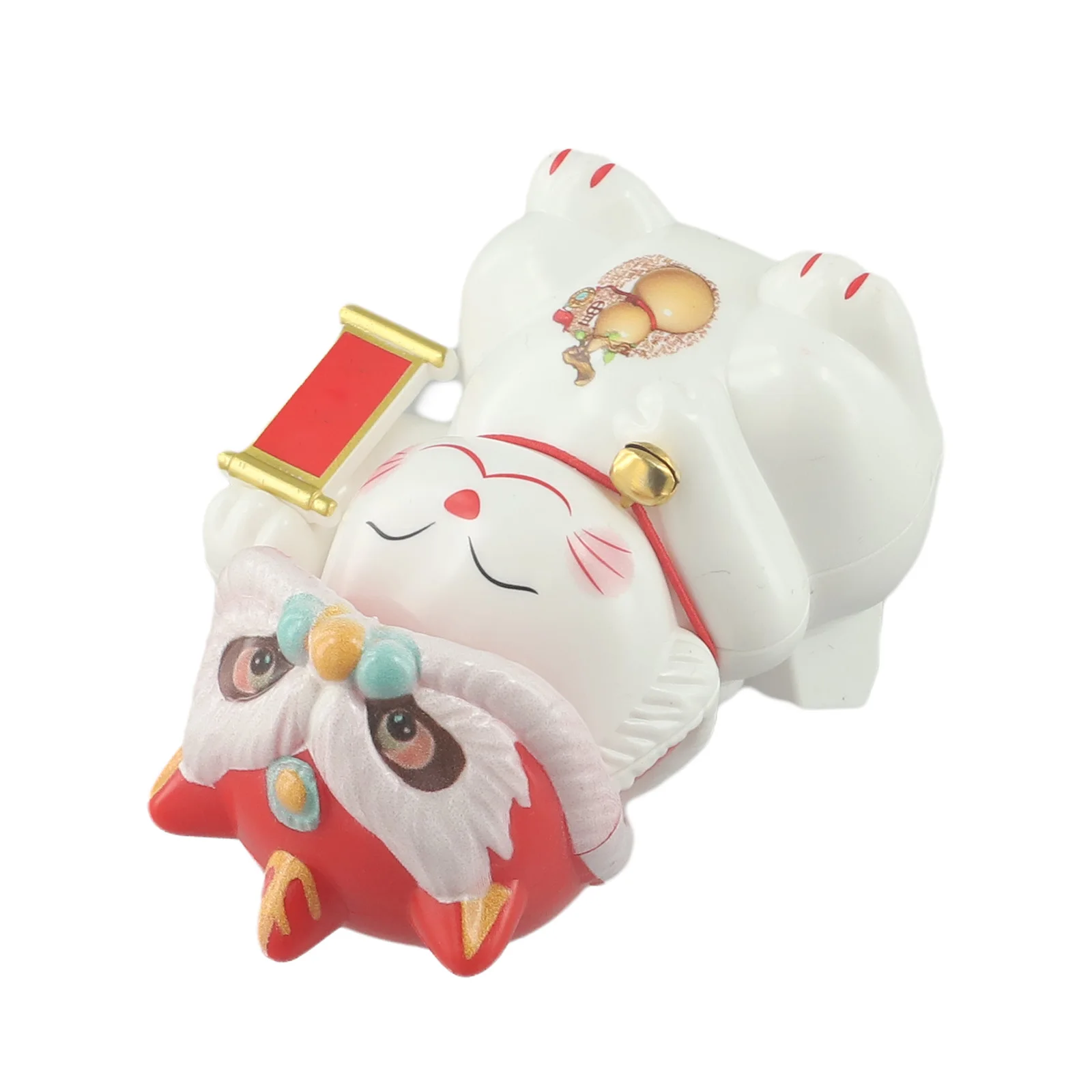 Lion Dance Design Light-Sensing Lucky Cat Car Ornaments Lucky Cat Auspicious Symbol Cute Cat Shape Joy And Wealth