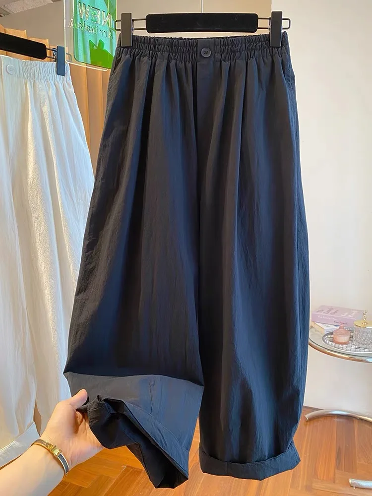Pantaloni coreani a gamba larga da donna Elastico in vita Sport casual Sle Pantaloni larghi drappeggiati a palloncino Pantaloni da pendolare Faion