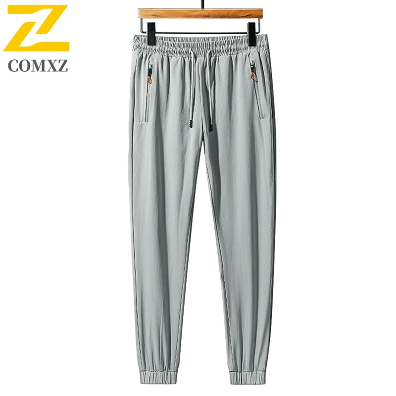 Ice Silk Men Casual Pants Summer Comfortable Breathable Lightweight High Elasticity Straight Leg/leg Binding Pants  Sports Pants