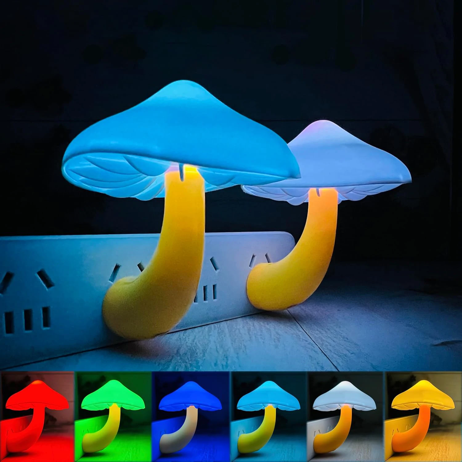 

LED Night Lights Mushroom Shape Automatic Sensor Toilet Bedroom Decor Wall Lamps Light-control Sensor Bedroom Light EU/US Plug