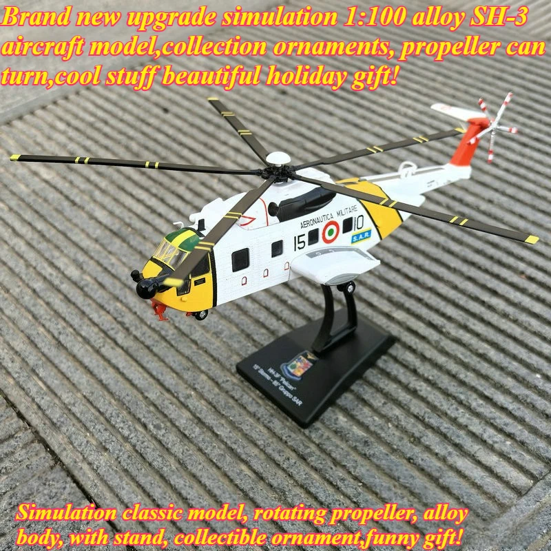 

Cool Stuff Toy Car Funny Gift-Simulation 1:100 Alloy SH-3 Aircraft Model,Collection Ornaments,Propeller Can Turn,Toys for Kids