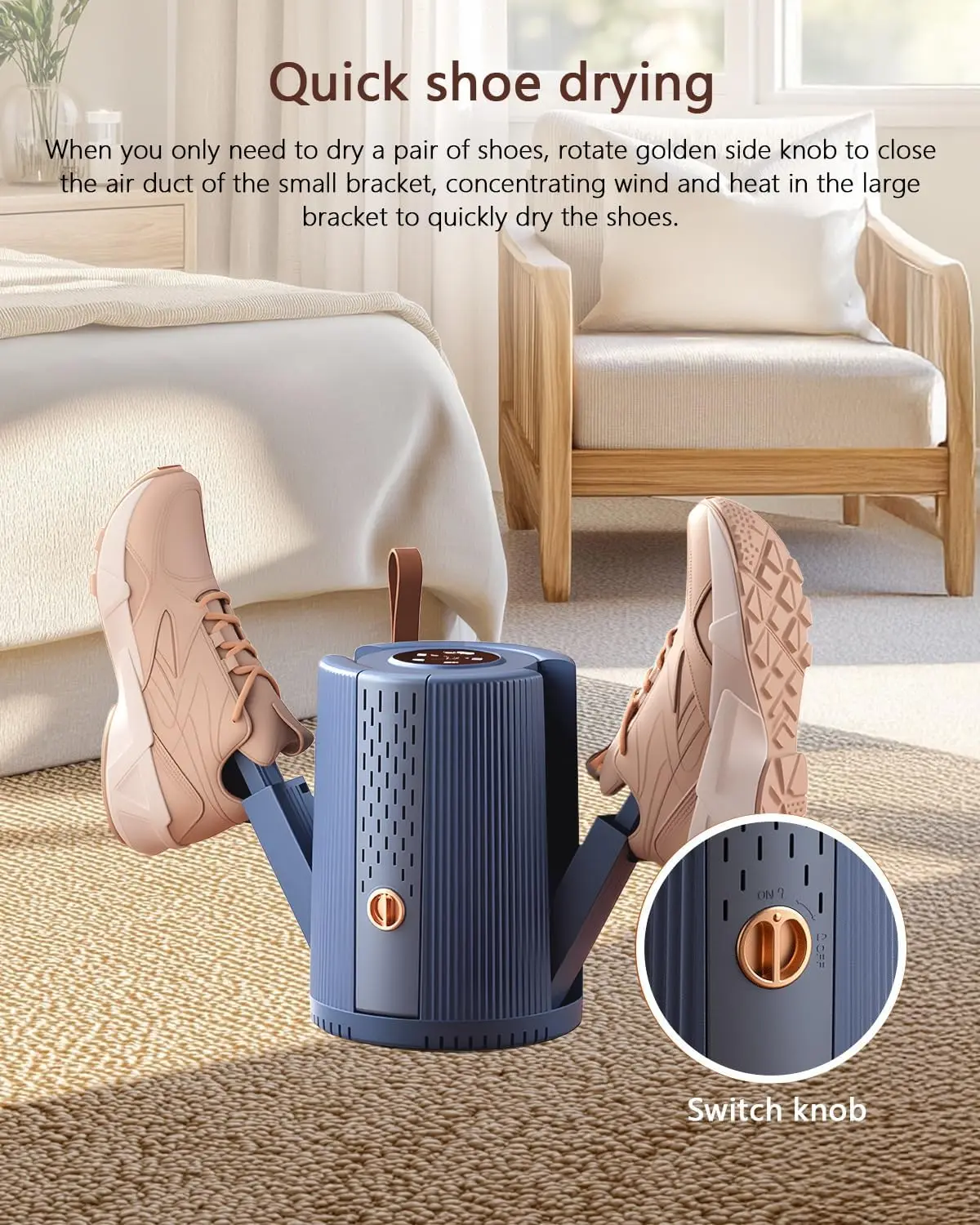 2025 New Oot Dryer with Timing Function, 48 Degrees Constant Temperature Quick Drying Ele Bctric Shoe Dryer with 4 Brackets