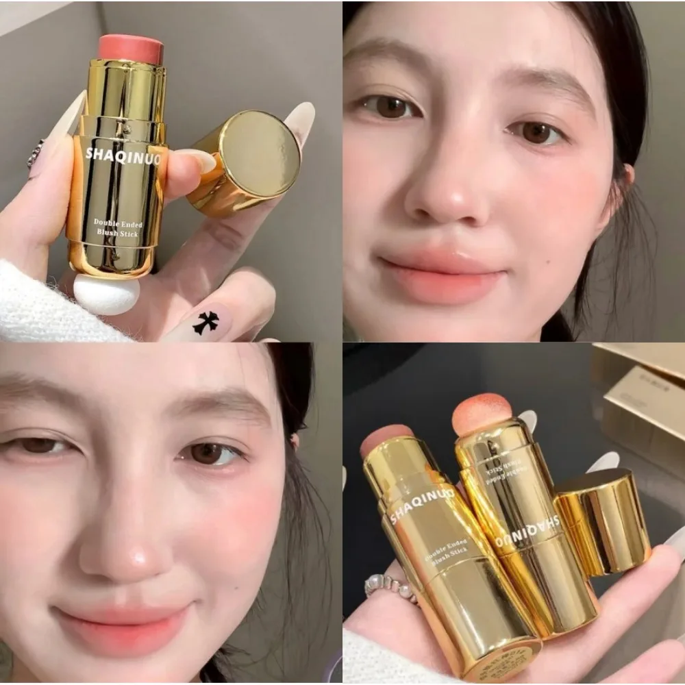 Double-ended Blush Stick Spons Zacht Gezicht Verhelderende Lage Verzadigde Blusher Crème Perzik Roze Wang Tint Koreaanse Make-Up Cosmetica