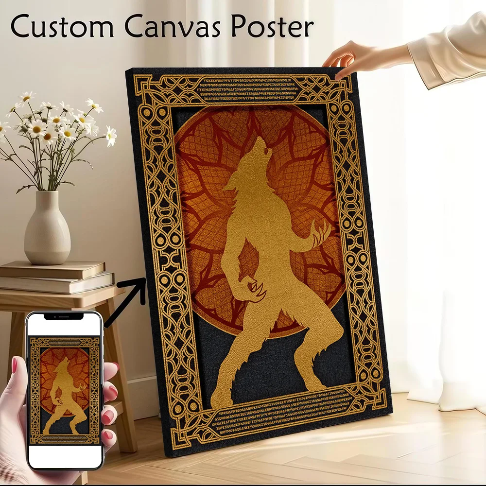 Gothic Werewolf Canvas Poster Wall Art Customizable High Quality Printed Picture for Man's Room Decoration Personalized Painting