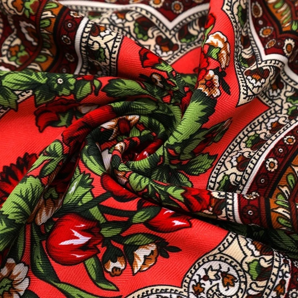 التقليدية 160*160 سنتيمتر النمط الروسي الخمار وشاح الموضة المتضخم الرجعية وشاح هامش الأزهار المعطف شال غطاء رأس