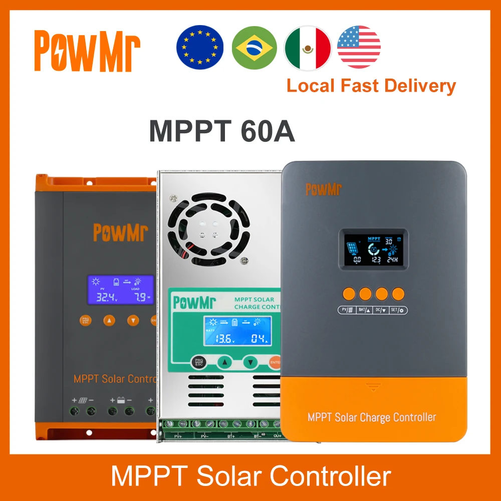 Brazil Stocks 40A 60A MPPT Solar Charger Controller LCD Display 12V 24V 36V 48V Auto Solar Panel Smart Regulator Fit for LifePo4