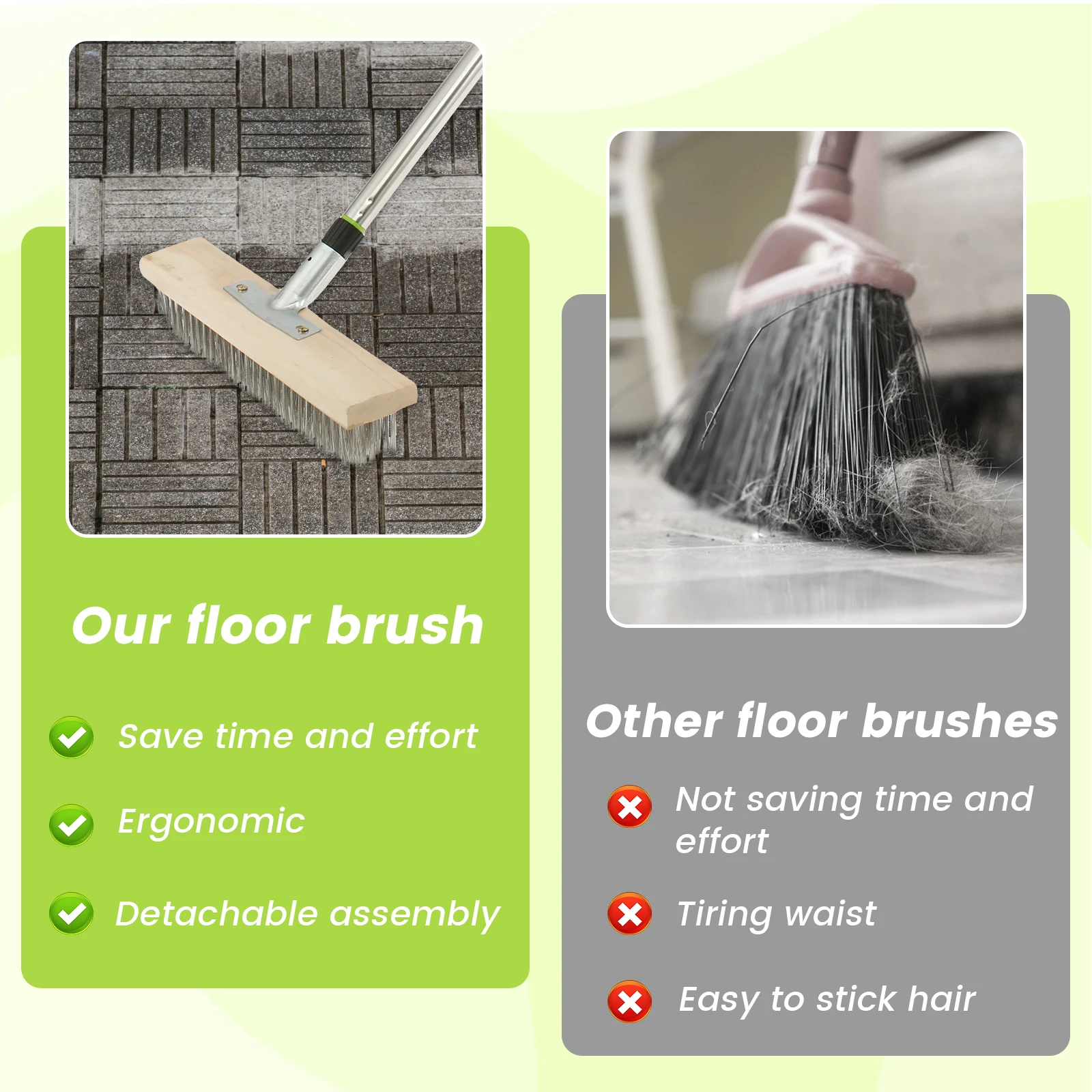 Deck Scrub Brush Stainless Steel Deck Wire Brush with 60 Inch Long Handle Stiff Bristle Floor Brush Multifunctional Deck Brush