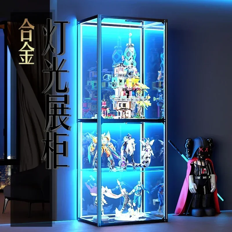 Figure cabinet Lego display cabinet with lamp imitation glass acrylic cabinet household storage shelf toy display