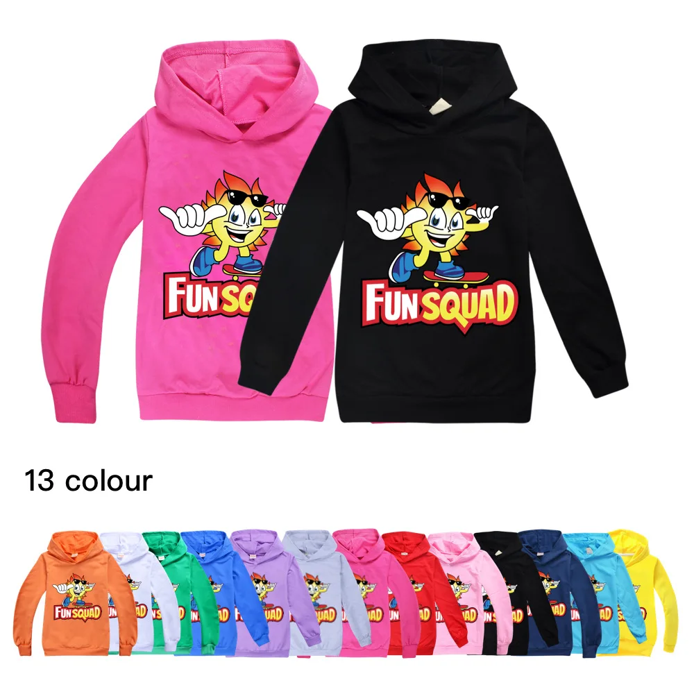 New Children Fun Squad Gaming Sweatshirts Girls Hoodie T-shirt Streetwear Kids Boys Cartoon Hooded Pullover Autumn Casual Tops